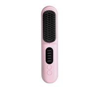Agwuoetr Cepillo Alisador de Pelo Inalámbrico, Cepillo Alisador de Calentamiento Rápido, Rizador de Pelo de Iones Negativos, Peine Calefactor Portátil-Rosa