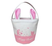 Agwuoetr Cesta de Almacenamiento de Pascua, Cesta de Lona VacíA con Asas, Bolsas Plegables para NiñOs y NiñAs, Ropa, Juguetes Rosa