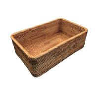 Agwuoetr Cesta de Mimbre Tejida una Mano, Cesta de Pan para Merienda de Té y Frutas, Caja de Almacenamiento Rectangular para CosméTicos, Suministros de Cocina para el Hogar L