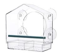 Agwuoetr Comederos para PáJaros de Ventana con Fuertes Ventosas, Comedero para PáJaros Transparente para Exteriores, Casa para PáJaros con Bandeja ExtraíBle de 2 Compartimentos