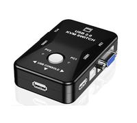 Agwuoetr Conmutador de RatóN KVM USB 2.0, Teclado, Caja Divisora VGA, Conmutador para Compartir, Conmutador KVM USB, Caja de Conmutador VGA SVGA de 2 Puertos