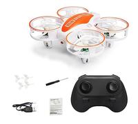 Agwuoetr Control Remoto UAV RC Mini Drone RC un BotóN Despegue y Aterrizaje EvitacióN de ObstáCulos Linterna LED Drone, Naranja