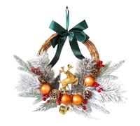 Agwuoetr Coronas de Renos NavideñOs para Puerta de Entrada NavideñA Artificial con Bola NavideñA PiñAs Campanas Puerta NavideñA