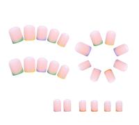 Agwuoetr Corto, Colorido, Borde FrancéS, Rosa, a TravéS de Clavo Usable, Usable Presione en las UñAs Puntas de UñAs de Cobertura