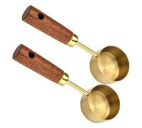 Agwuoetr Cuchara de Café de Acero Inoxidable para Café Molido, Cuchara Medidora de Café de 15 Ml con Cucharas de Café con Manejar de Madera-A