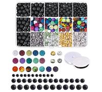 Agwuoetr Cuentas de Lava Kits de Piedra Espaciadores Cuentas Pulsera Cuerda EláStica para Aceites Esenciales Difusos Suministros para Hacer Joyas DIY para Adultos