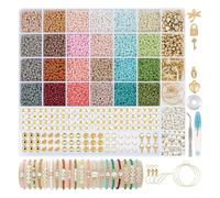 Agwuoetr Cuentas de Semilla de Vidrio de 3 mm para Hacer Pulseras, Juego de Pulseras con Cuentas de 24 Colores, Manualidades de Bricolaje para Edades de 6 una 12 AñOs (Cuentas de 3 Mm-B)