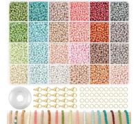 Agwuoetr Cuentas de Semilla de Vidrio de 3 mm para Hacer Pulseras, Juego de Pulseras con Cuentas de 24 Colores, Manualidades de Bricolaje para Edades de 6 una 12 AñOs (Cuentas de 3 Mm-A)