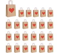 Agwuoetr D 24 Bolsas de Regalo para el DíA de San ValentíN, Bolsas de Dulces, Bolsas de Regalos con Asas, Bolsas de Papel con Forma de CorazóN para Bodas y San ValentíN