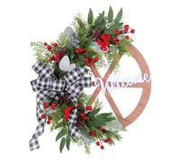 Agwuoetr de Invierno con Ruedas de Carreta de Granja, NavideñA para Puerta Delantera, Porche, Exterior, DecoracióN de Pared Vintage, con Ruedas de Carreta