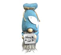Agwuoetr DecoracióN de Gnomo de Gatos de Peluche Azul Hecha una Mano para el Hogar, Figura Coleccionable con Tema de Gatos, Gnomo de Felpa y DecoracióN Campestre CáLida A