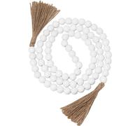 Agwuoetr DecoracióN de Guirnalda de Cuentas de Madera de Granja, Cuentas de Madera para DecoracióN del Hogar con Borlas, DecoracióN RúStica para Mesa, Pared, Etc.
