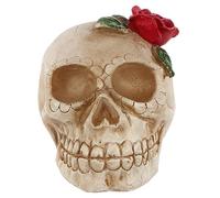 Agwuoetr DecoracióN del Hogar Halloween Calavera Estatua Luz LED DíA de Muertos Calavera Estatuilla Luz de Noche Resina Horror Calavera Prop C