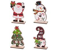 Agwuoetr DecoracióN NavideñA de Escritorio -MuñEco de Nieve-Papá Decoraciones NavideñAs Adornos NavideñOs de Madera 4 Estilos