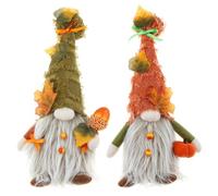Agwuoetr Decoraciones de Felpa de Gnomos de AccióN de Gracias de OtoñO - 2 Piezas con Luces MuñEco Tomte Sueco de OtoñO para Adornos de Mesa para el Hogar Regalo