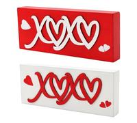 Agwuoetr Decoraciones del DíA de San ValentíN Feliz, Letrero de Beso de San ValentíN, Juego de Bloques de Madera de 2 Piezas, DecoracióN del DíA de San ValentíN