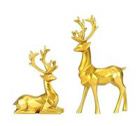 Agwuoetr Decoraciones NavideñAs Doradas: Esculturas de Ciervos Sentados de Resina, Estatuas de Renos Excepcionales Que Se Suman A la DecoracióN de Su Hogar
