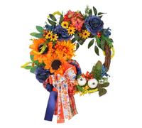 Agwuoetr del DíA de AccióN de Gracias de Flores Artificiales Guirnalda Frontal de la Puerta de OtoñO de Verano para la DecoracióN del DíA de AccióN de Gracias