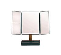 Agwuoetr Espejo de Tocador CosméTico de Aumento 3X 3 Espejos de Maquillaje Plegables 270 RotacióN Continua Dimmer Espejos de Mesa de Belleza Verde D