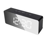 Agwuoetr Espejo LED Reloj Digital Dormitorio Oficina Viajes Reloj de Mesa ElectróNico Reloj Despertador de Escritorio FuncióN de Temperatura, Negro