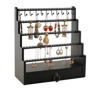 Agwuoetr Estante de JoyeríA Escalonado de 5 Soporte para PresentacióN de JoyeríA Pendientes Collares Anillos Soporte de JoyeríA Estante de Almacenamiento de Aretes de Escritorio