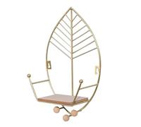 Agwuoetr Estantes Flotantes con Forma de Hojas, Decoración de Pared de Metal, Estante de Almacenamiento Montado en la Pared de Madera, Decoración del Hogar, Arte para Dormitorio, Dorado
