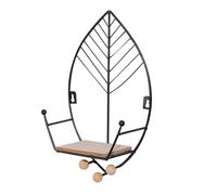 Agwuoetr Estantes Flotantes con Forma de Hojas, Decoración de Pared de Metal, Estante de Almacenamiento Montado en la Pared de Madera, Decoración del Hogar, Arte para Dormitorio, Negro