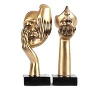 Agwuoetr Estatua de 2 Piezas, Escultura de Arte Abstracto Dorado, DecoracióN, DecoracióN de Escritorio, Regalo de AñO de Navidad