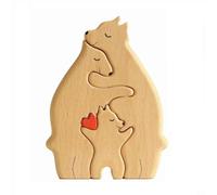 Agwuoetr Estatua de la Familia del Oso de Madera Rompecabezas de Arte Familiar Adorno de Escritorio Rompecabezas del CorazóN Familiar DecoracióN del Hogar Regalo del DíA de la Madre,C