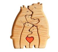 Agwuoetr Estatua de la Familia del Oso de Madera Rompecabezas de Arte Familiar Adorno de Escritorio Rompecabezas del CorazóN Familiar DecoracióN del Hogar Regalo del DíA de la Madre,A