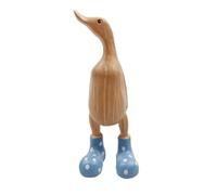 Agwuoetr Estatua de Pato de Resina Escultura de JardíN Patos de Lindos con Botas de Agua Manchadas Estatuilla de Buena Suerte Azul-S