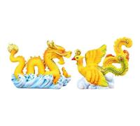 Agwuoetr Estatuilla de DragóN y FéNix Feng Shui, Estatua del AñO del DragóN, Animal del ZodíAco para Regalo de Mini Paisaje de AñO