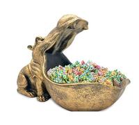 Agwuoetr Estatuilla de HipopóTamo, para Dulces y Cuenco para Llaves, Estatua úNica de HipopóTamo de Resina para Escritorio de Oficina y DecoracióN de Mesa de Entrada, Dorado