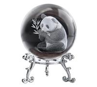 Agwuoetr Estatuilla Decorativa de Bola de Cristal Estrellada Grabada con en 3D, Pisapapeles de Esfera de Vidrio de 60 mm con Soporte, Manualidades Decorativas E