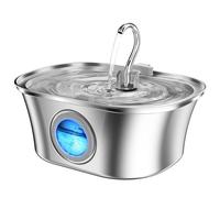 Agwuoetr Fuente de Agua para Gatos con Ventana de de Agua,Fuente de Agua AutomáTica para Mascotas de Acero Inoxidable,Dispensador de Agua para Perros,Enchufe Europeo