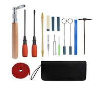 Agwuoetr Juego de 16 Piezas Juego de AfinacióN de Piano Profesional Juego de Herramientas de AfinacióN Manejar de Madera Llave de AfinacióN Fija con Bolsa