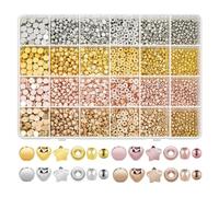 Agwuoetr Juego de 1920 Piezas de Cuentas Espaciadoras de, Cuentas de Estrella Redondas Surtidas para Hacer Pulseras y Joyas (, Plata, Rosa,)