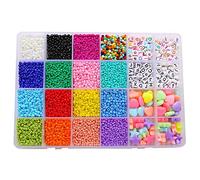 Agwuoetr Juego de Caja de Cuentas de Semillas de Vidrio con Herramientas, Cuentas del Alfabeto para Hacer Joyas, Pulseras, Anillos, Accesorios de Bricolaje, Kit de JoyeríA