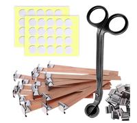 Agwuoetr Juego de Fabricación de Velas de 141 Piezas - Mechas de Madera para Velas con Base de Metal para Hacer Velas Mechas de Madera Sin Humo para Velas A