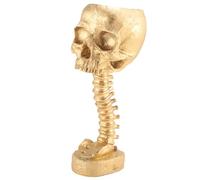 Agwuoetr Juego de Macetero de Calavera de Resina y Soporte para Lomo, Maceta de Calaveras de Poliresina, DecoracióN de Halloween, de Cabeza de Calavera Retro, Dorado