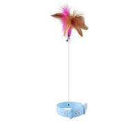 Agwuoetr Juguetes Interactivos para Gatos de Color Azul, Divertido de Plumas con Campana, Collar para Mascotas, Varita de Juguete, Juguetes de Entrenamiento para Gatos