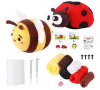 Agwuoetr Kit de Fieltro con Aguja, Kit de Fieltro con Aguja de Lana (Mariquita, Abeja), con Instrucciones, Tapete de Espuma para Fieltro, Suministros para Fieltro de Lana