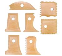 Agwuoetr Kit de Herramientas de CeráMica 7 Piezas, Herramientas de Recorte de CeráMica de Madera, Herramientas de Recorte CeráMica, Pie de Paquete Costillas de Perfil de CeráMica Multiforma