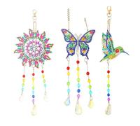 Agwuoetr Kit de Manualidades con Imagen de Diamante AtrapasueñOs, Juego de Viento, Colgante con Imagen de Diamante 5D DIY para NiñOs