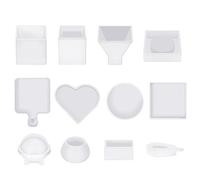 Agwuoetr Kit de Moldes de Resina de Silicona 12 Piezas, Moldes de Resina Epoxi, Molde de Resina Incluyendo BolíGrafo, Bandeja, Amor, Redondo