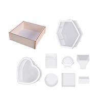 Agwuoetr Kit de Silicona para Moldes de Resina, Resina Epoxi de de Moldes de Silicona Que Incluye Molde de Resina de CorazóN Hexagonal y Cuadrado
