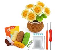 Agwuoetr Kits Completos de Ganchillo para Principiantes, Kit de Ganchillo de Girasol para Bricolaje con Marcadores de Tejido, Bola de Hilo FáCil, Instrucciones