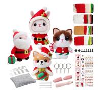 Agwuoetr Kits de Fieltro con Aguja para MuñEcos NavideñOs para Principiantes, Kit de Fieltro con Aguja, Agujas de Fieltro, Almohadilla de Espuma, PañO de Fieltro, Instrucciones