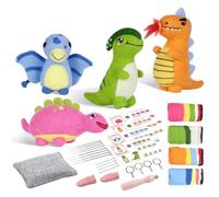 Agwuoetr Kits de Fieltro de Aguja de Dinosaurio para Principiantes, Kit de Fieltro de Aguja, Agujas de Fieltro, Almohadilla de Espuma, PañO de Fieltro, Instrucciones