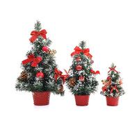 Agwuoetr Mini áRbol de Mesa Hogar Navidad PequeñO Escritorio DecoracióN Fiesta Ornamento Familia, Rojo